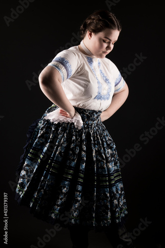 Beautiful Woman In Traditional Slovak Folklore Costume