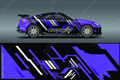 Decal Car Wrap Design Vector. Graphic Abstract Stripe Racing Background For Vehicle, Race car, Rally, Drift . Ready Print File