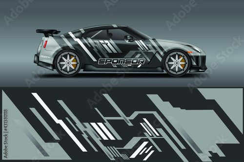 Decal Car Wrap Design Vector. Graphic Abstract Stripe Racing Background For Vehicle  Race car  Rally  Drift . Ready Print File