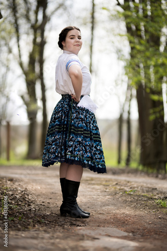 Beautiful Woman In Traditional Slovak Folklore Costume © muro