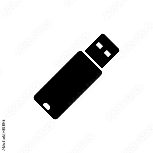 USB flash drive icon. Black silhouette. Top view. Vector simple flat graphic illustration. The isolated object on a white background. Isolate.