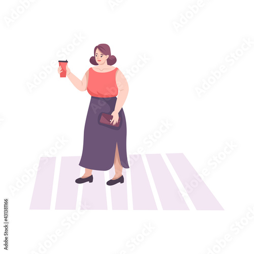 Woman Crossing Street Composition