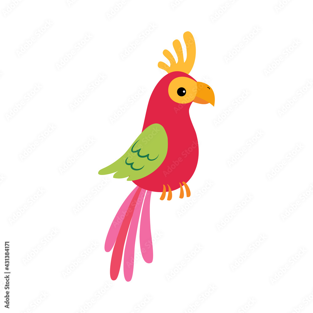 Cute Colorful Parrot Bird, Exotic Tropical Fauna Element, African Savanna Inhabitant Cartoon Vector Illustration Cute Colorful Parrot Bird, Exotic Tropical Fauna Element, African Savanna Inhabitant Cartoon Vector Illustration