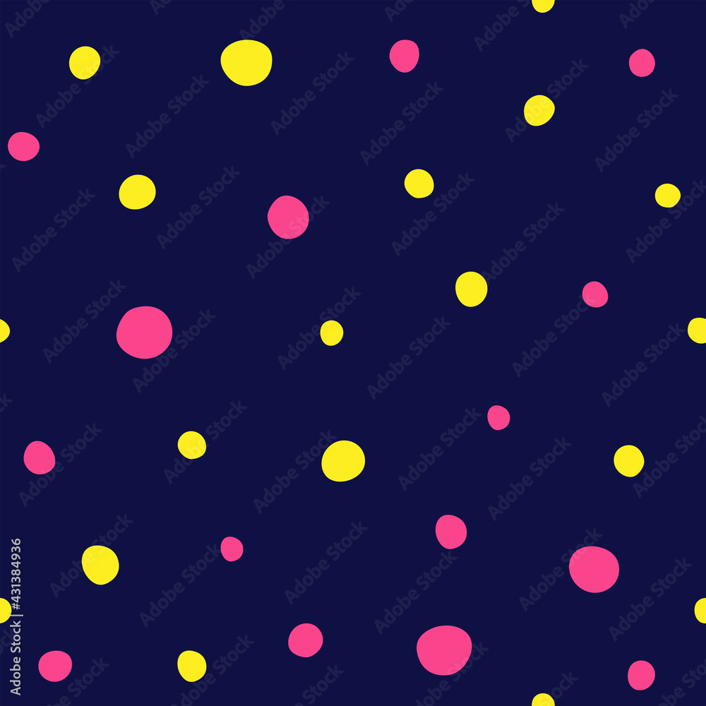 Cute seamless pattern with chaotic round spots. Simple vector illustration. Cute seamless pattern with chaotic round spots. Simple vector illustration.