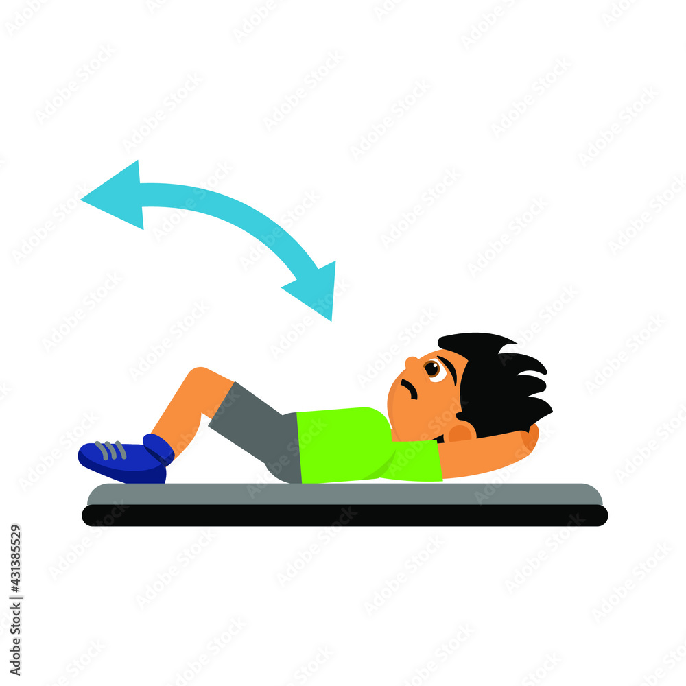 sit up cartoon character of vector illustration