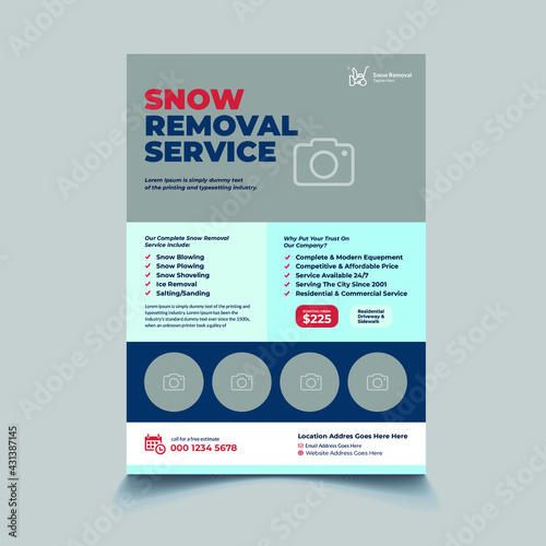 Corporate Snow Removal Service Business Flyer Template Design (ID: 431387145)