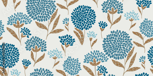 Abstract plant vector hand draw illustrations. Seamless pattern. Flat design. Doodle graphic. Children, kids sketch drawing. Fashion modern style. Endless fabric print.