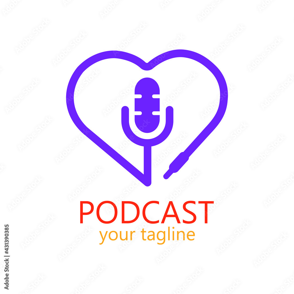 podcast simple logo sign with love