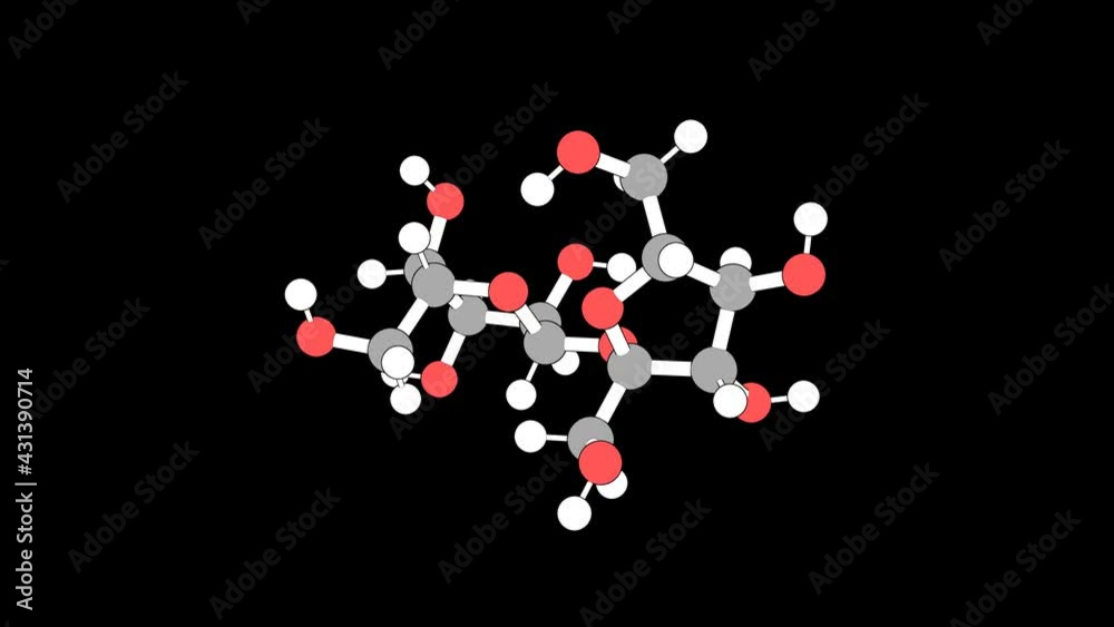 360º realistic 3D view of Sucrose as a seamless loop over a black opaque background with alpha mask. Also called saccharose and cane sugar. 360º realistic 3D view of Sucrose as a seamless loop over a black opaque background with alpha mask. Also called saccharose and cane sugar.