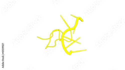 360º realistic 3D rendering of a biological molecule. Platinated DNA affects zinc finger conformation. Interaction of a platinated single-stranded oligonucleotide.