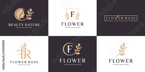 Set of abstract flower rose logo