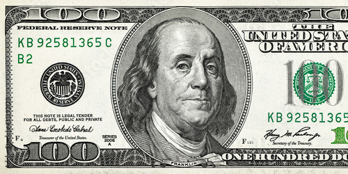 100 dollar bill, USA money, the largest denomination photo