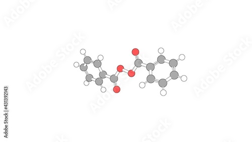 360º realistic 3D view of Benzoyl Peroxide as a seamless loop over a white opaque background with alpha mask. Also called dibenzoyl peroxide and benzoperoxide. photo