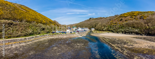 An aerial view across the inlet at Solva, Pembrokeshire, South Wales on a sunny day photo