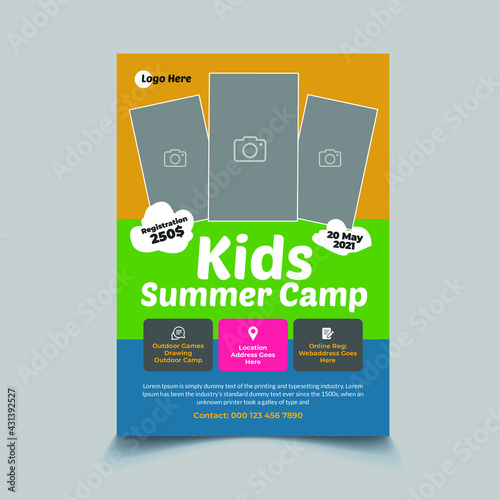 Kids Summer Camp Flyer Template Design (ID: 431392527)