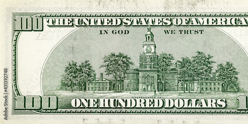 Photography Backside of 100 dollar bill, the largest denomination