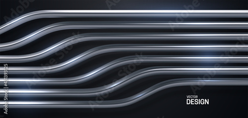 Silver stripes pattern. Abstract 3d background.
