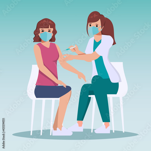 Medical personnel was vaccinated for COVID-19 to patient.