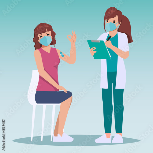 Medical personnel was vaccinated for COVID-19 to patient.