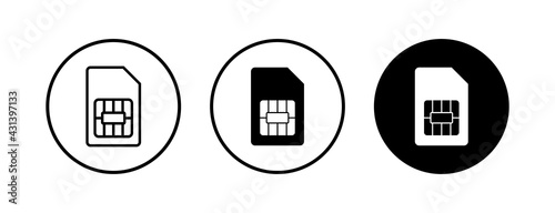 Sim card icons set vector. Mobile slot icon. Mobile cellular phone sim card chip.