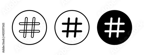 Hashtag icons set. black hashtag icon