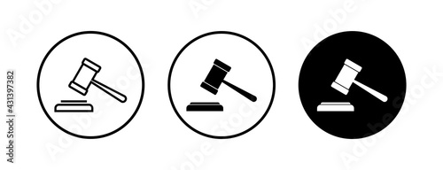 Gavel icons set. Hammer icon vector. Judge Gavel Auction Icon Vector. Bid