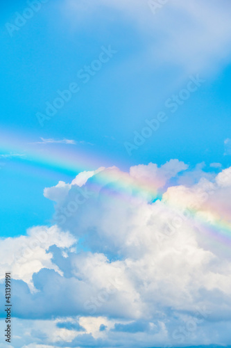 Real Maui, Hawaiian Rainbow, Anuenue over the blue sky, heavenly sky, white cloud
