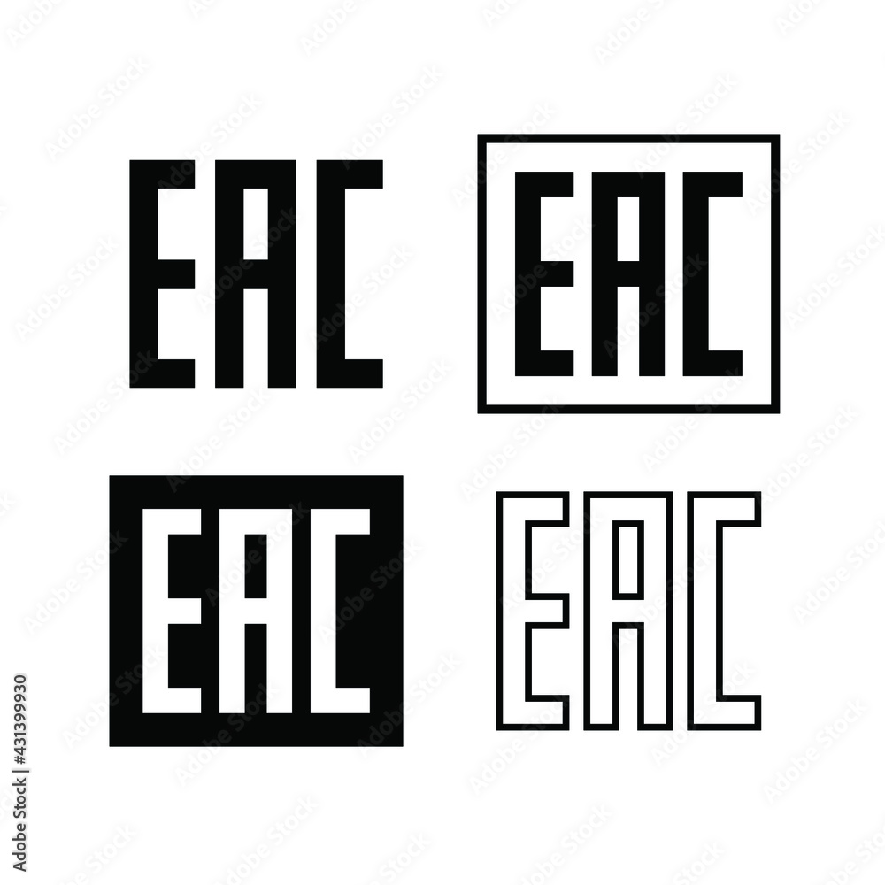 EAC sign vector illustration symbol. Eurasian conformity mark symbol. Certification mark to indicate that the products conform to all technical regulations of the Eurasian Customs Union.
