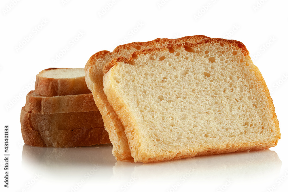 bread sliced on a white background