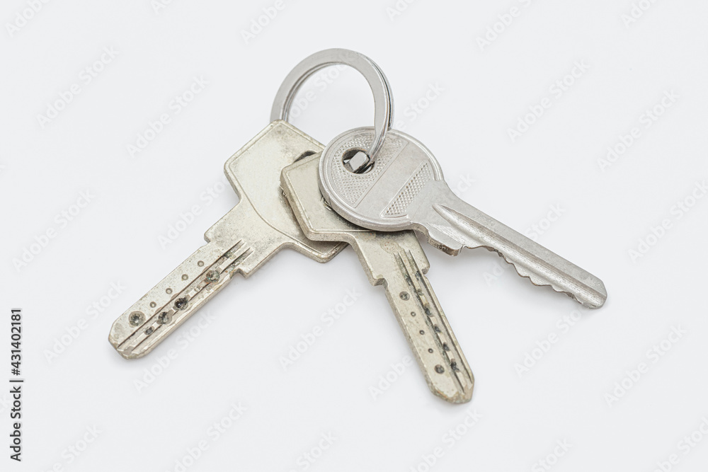 Close up of keys on white background. Close up of keys on white background.