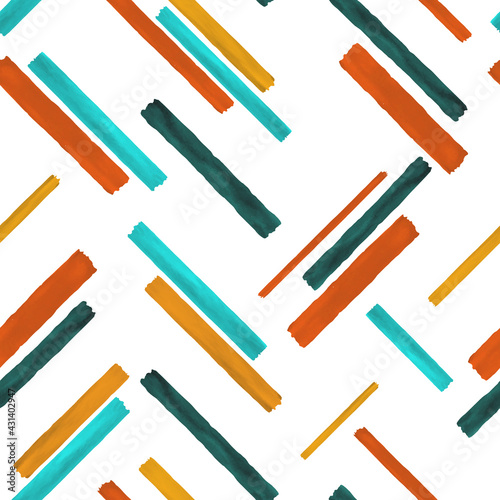 Beautiful seamless pattern with vintage color watercolor stripes. hand painted brush strokes, striped background. Vector illustration