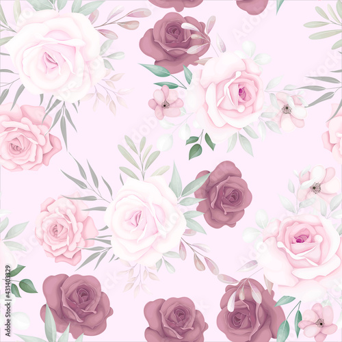 Elegant floral seamless pattern with beautiful soft flowers