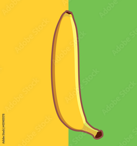 Vector smooth straight ripe yellow banana drawn in a flat design.