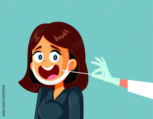 Woman Getting Tested for Covid-19 Vector Illustration