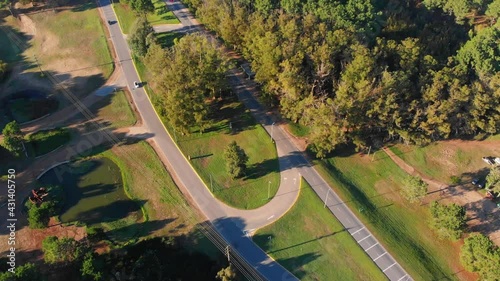 view of highway in the forest. 