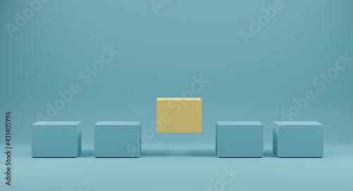 Quadro em tela Yellow box standing out from crowd of identical blue fellows