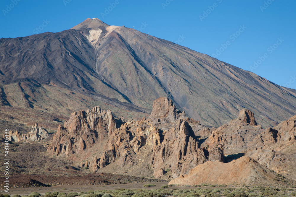 Teide in the beautiful landscape of the national park - Tenerife with the famous rock, Cinchado in the scene. Teide in the beautiful landscape of the national park - Tenerife with the famous rock, Cinchado in the scene.