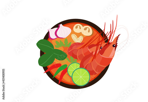 Royalty-free stock vector ID: 1831608574

Tom Yum Kung soup Thai spicy famous food design isolated vector illustration. Thai traditional food concept