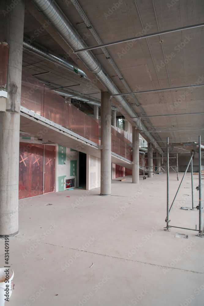 Fototapeta premium the appearance and construction of the interior building before the execution of major works and interior design.building project