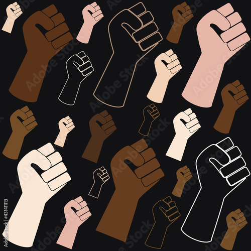 Ilustración vectorial. Concepto gesto simbólico de lucha y poder.  