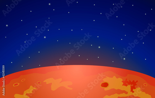 Mars north pole with stars above vector