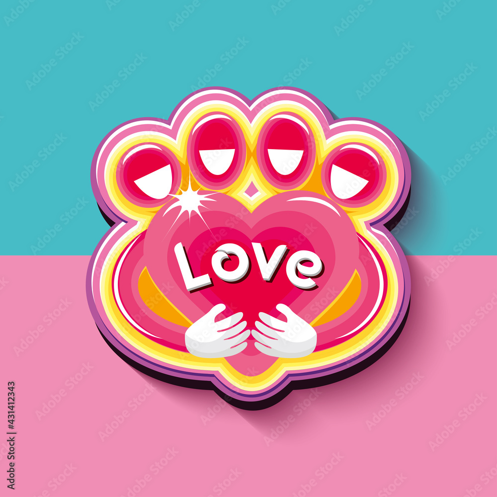 Obraz premium Cute and modern family love logo