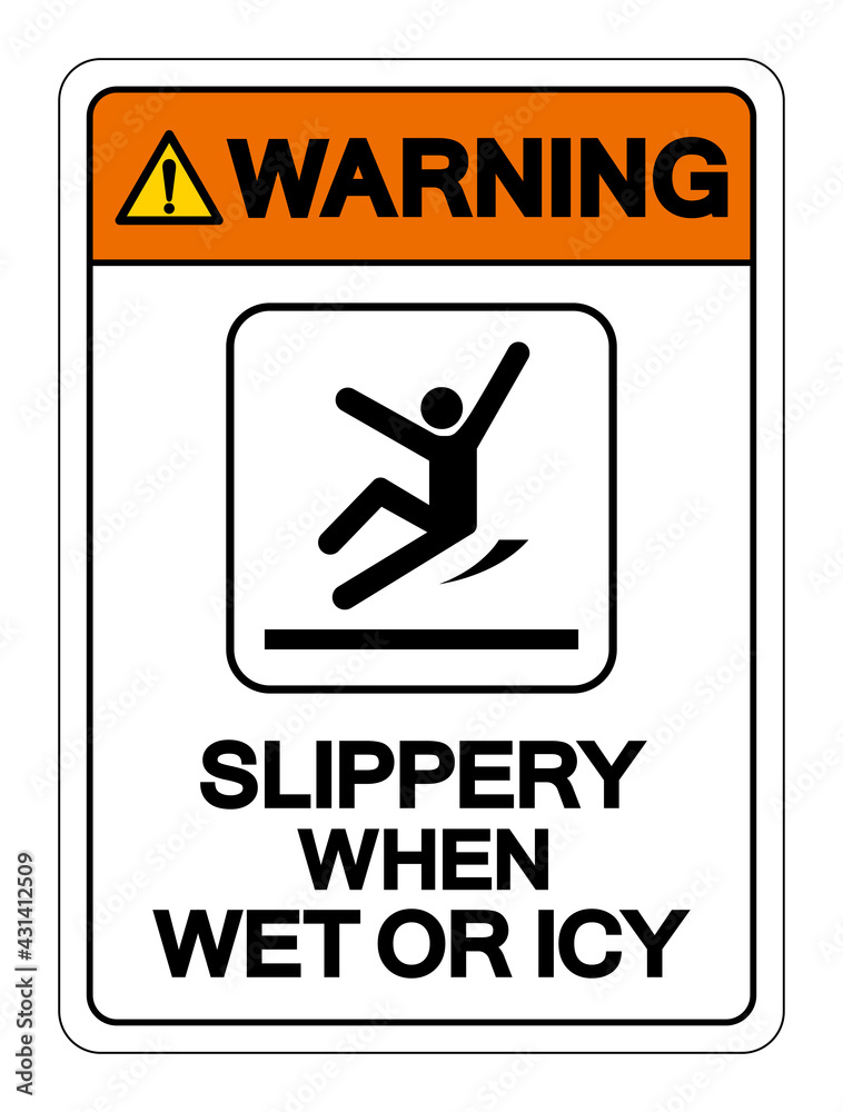 Warning Slippery When Wet Or Icy Symbol Sign, Vector Illustration ...