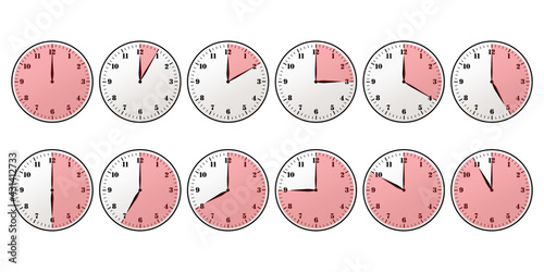 Clock timer set red. Stopwatch icon set, timer, clock, stopwatch symbol. Vector illustration. EPS 10. Stock image.