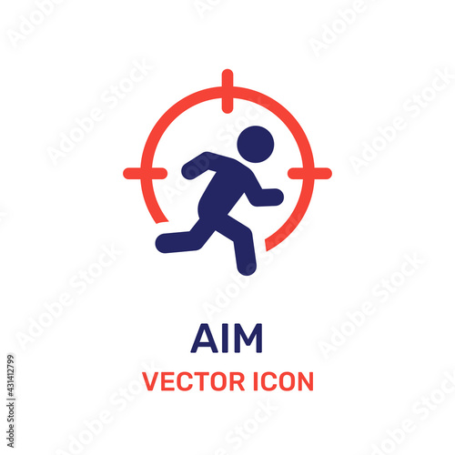 Man at the shooting point icon. Business aim concept vector isolate.