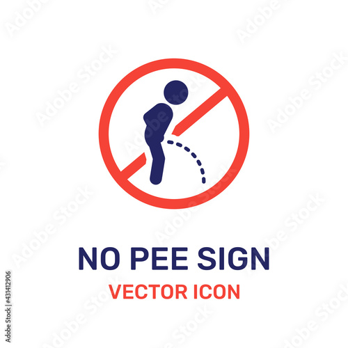 NO PEEING sign. Man urinate vector icon. 