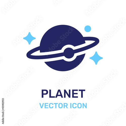 Planet in space orbiting icon vector