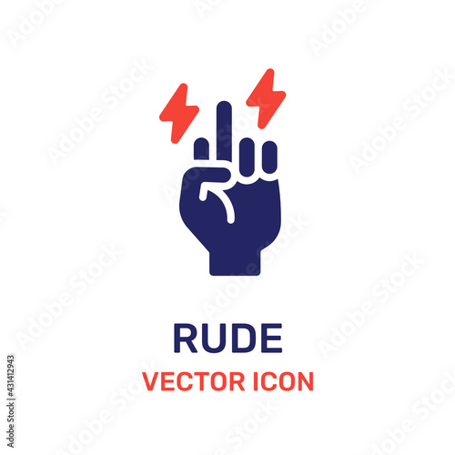 Fuck you hand middle finger vector. Rude icon.