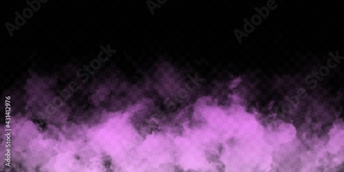 Vector realistic isolated Purple Smoke effect for decoration and covering on the transparent background.