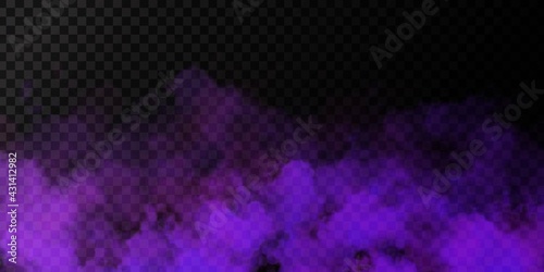 Vector realistic isolated Purple Smoke effect for decoration and covering on the transparent background. photo